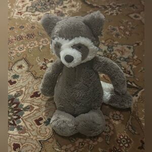 Jellycat Bashful Raccoon Plush Stuffed Animal Gray London Toy Retired Rare